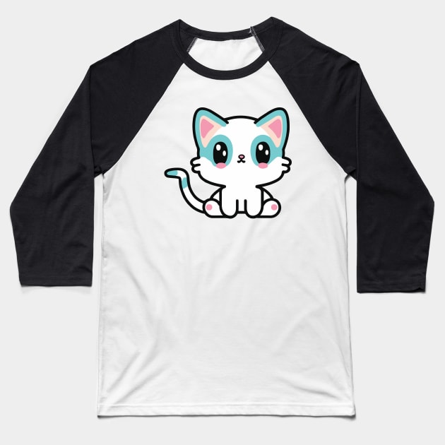 cute cat drawing Baseball T-Shirt by Kawaii Bomb